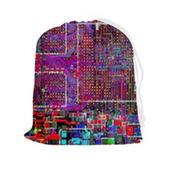 Technology Circuit Board Layout Pattern Drawstring Pouch (2xl) by Ket1n9