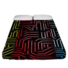 Circuit Board Seamless Patterns Set Fitted Sheet (queen Size) by Ket1n9