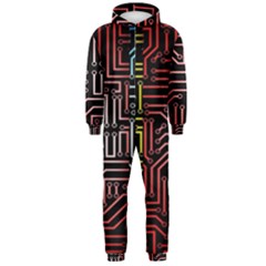 Circuit Board Seamless Patterns Set Hooded Jumpsuit (men) by Ket1n9
