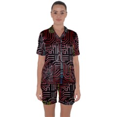 Circuit Board Seamless Patterns Set Satin Short Sleeve Pajamas Set by Ket1n9