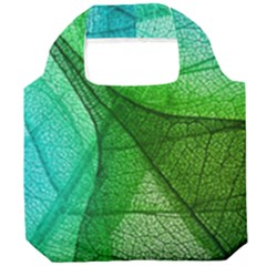 Sunlight Filtering Through Transparent Leaves Green Blue Foldable Grocery Recycle Bag by Ket1n9