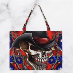 Confederate Flag Usa America United States Csa Civil War Rebel Dixie Military Poster Skull Medium Tote Bag by Ket1n9