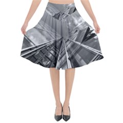 Architecture-skyscraper Flared Midi Skirt by Ket1n9