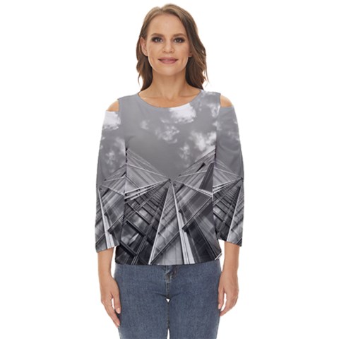 Architecture-skyscraper Cut Out Wide Sleeve Top by Ket1n9