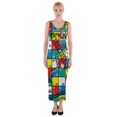 Snakes And Ladders Fitted Maxi Dress by Ket1n9