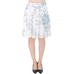 Traditional Art Batik Flower Pattern Velvet High Waist Skirt by Ket1n9