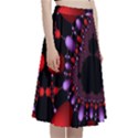 Fractal Red Violet Symmetric Spheres On Black A-Line Full Circle Midi Skirt With Pocket View3