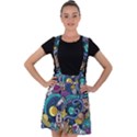 Cartoon-hand-drawn-doodles-on-the-subject-of-space-style-theme-seamless-pattern-vector-background Velvet Suspender Skater Skirt View1