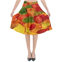 Leaves Texture Flared Midi Skirt by Ket1n9
