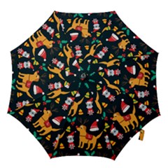 Funny Christmas Pattern Background Hook Handle Umbrellas (medium) by Ket1n9