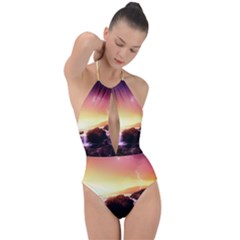 California-sea-ocean-pacific Plunge Cut Halter Swimsuit by Ket1n9