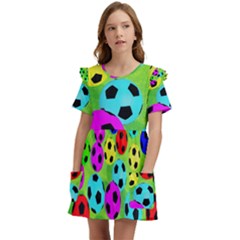 Balls Colors Kids  Frilly Sleeves Pocket Dress by Ket1n9