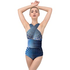 Data-computer-internet-online Cross Front Low Back Swimsuit by Ket1n9