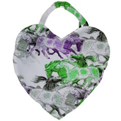 Horse-horses-animal-world-green Giant Heart Shaped Tote by Ket1n9