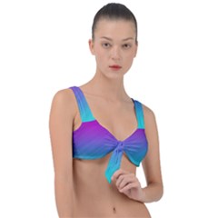 Background-pink-blue-gradient Front Tie Bikini Top by Ket1n9