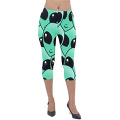 Art Alien Pattern Lightweight Velour Capri Leggings  by Ket1n9