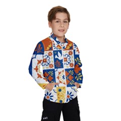 Mexican-talavera-pattern-ceramic-tiles-with-flower-leaves-bird-ornaments-traditional-majolica-style- Kids  Windbreaker by Ket1n9