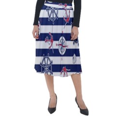 Seamless-marine-pattern Classic Velour Midi Skirt  by Ket1n9