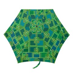 Green-abstract-geometric Mini Folding Umbrellas by Ket1n9