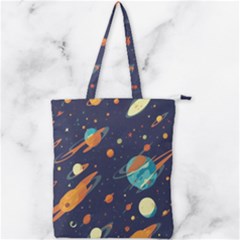Space Galaxy Planet Universe Stars Night Fantasy Double Zip Up Tote Bag by Ket1n9