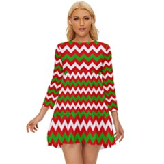 Christmas-paper-scrapbooking-pattern- Long Sleeve Babydoll Dress by Grandong