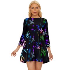 Snowflakes Snow Winter Christmas Long Sleeve Babydoll Dress by Grandong