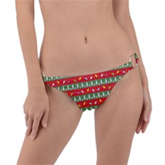 Christmas-papers-red-and-green Ring Detail Bikini Bottoms by Grandong