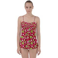 Christmas-paper-scrapbooking-pattern Babydoll Tankini Set by Grandong