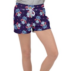 Owl-pattern-background Women s Velour Lounge Shorts by Grandong