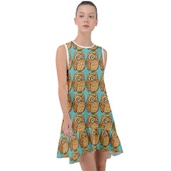 Owl Bird Cartoon Frill Swing Dress by Grandong