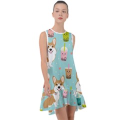 Welsh Corgi Boba Tea Bubble Cute Kawaii Dog Breed Frill Swing Dress by Grandong