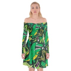 Dino Kawaii Off Shoulder Skater Dress by Grandong