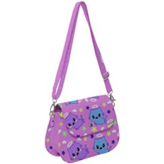 Seamless Pattern With Cute Kawaii Kittens Saddle Handbag by Grandong