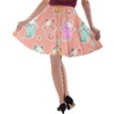 Cute Kawaii Kittens Seamless Pattern A-line Skater Skirt View2