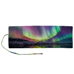 Aurora Borealis Polar Northern Lights Natural Phenomenon North Night Mountains Roll Up Canvas Pencil Holder (m) by Grandong