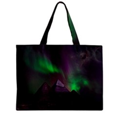 Aurora Northern Lights Phenomenon Atmosphere Sky Zipper Mini Tote Bag by Grandong