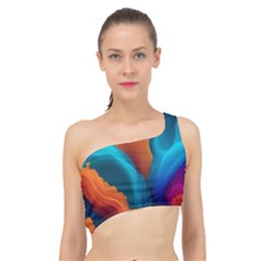 Colorful Fluid Art Abstract Modern Spliced Up Bikini Top  by Ravend