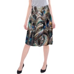 Fantasy Psychedelic Building Spiral Midi Beach Skirt by Ravend