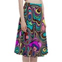 Bending Rotate Distort Waves A-Line Full Circle Midi Skirt With Pocket View3