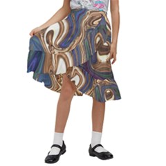 Pattern Psychedelic Hippie Abstract Kids  Ruffle Flared Wrap Midi Skirt by Ravend