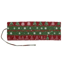 Christmas Decoration Winter Xmas Pattern Roll Up Canvas Pencil Holder (m) by Vaneshop