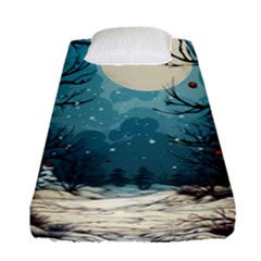 Christmas Frame Border Fitted Sheet (single Size) by Vaneshop