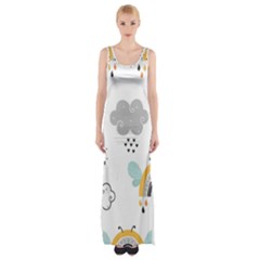 Art Pattern Design Wallpaper Background Print Thigh Split Maxi Dress by Vaneshop