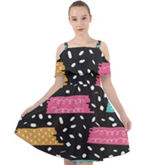 Art Pattern Design Wallpaper Background Print Patterns Cut Out Shoulders Chiffon Dress by Vaneshop