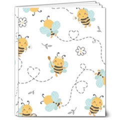 Bee Art Pattern Design Wallpaper Background Print 8  X 10  Hardcover Notebook by Vaneshop