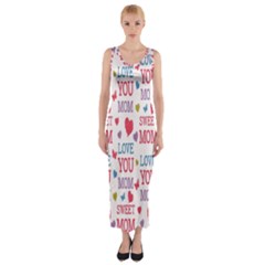 Love Mom Happy Mothers Day I Love Mom Graphic Fitted Maxi Dress by Vaneshop