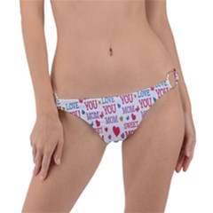 Love Mom Happy Mothers Day I Love Mom Graphic Ring Detail Bikini Bottoms by Vaneshop