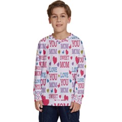 Love Mom Happy Mothers Day I Love Mom Graphic Kids  Crewneck Sweatshirt by Vaneshop