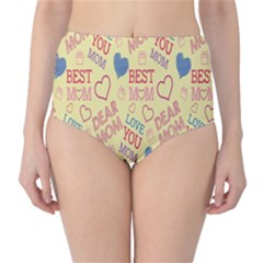 Love Mom Happy Mothers Day I Love Mom Graphic Pattern Classic High-waist Bikini Bottoms by Vaneshop