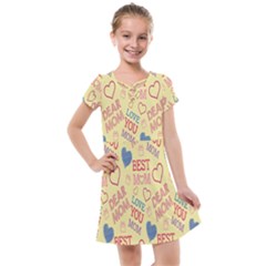 Love Mom Happy Mothers Day I Love Mom Graphic Pattern Kids  Cross Web Dress by Vaneshop